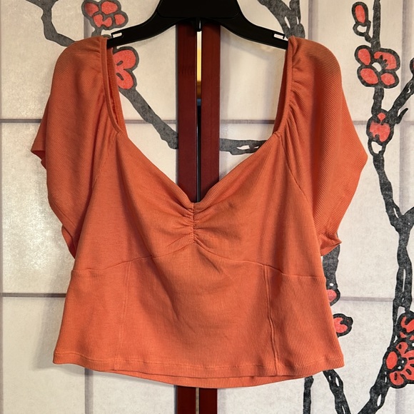 NWT American Eagle 🦅 Off the Shoulder Ribbed Crop Top, Great Color - Picture 4 of 7